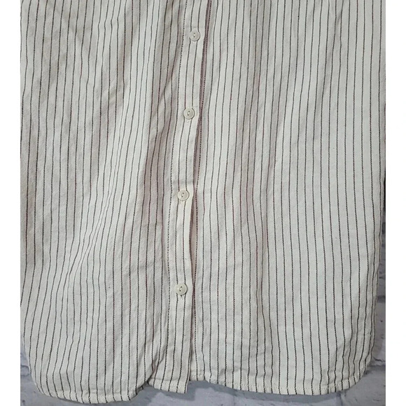 Madewell Flannel Grandpa Pullover Shirt Womens XS Cream Red Striped Button Back - Picture 5 of 7